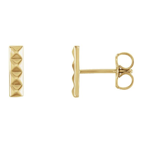 2.5mm x 9mm (3/8 Inch) 14k Yellow Gold Small Pyramid Bar...